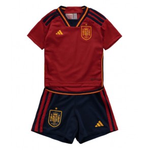 Spanien Replika Babytøj Hjemmebanesæt Børn VM 2022 Kortærmet (+ Korte bukser)